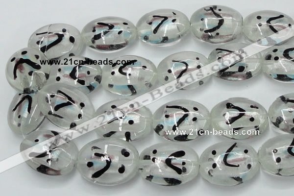 CLG860 15.5 inches 24*30mm oval lampwork glass beads wholesale