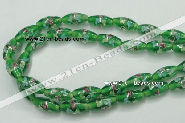 CLG873 15.5 inches 10*20mm rice lampwork glass beads wholesale