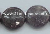 CLI02 15.5 inches 25mm flat round natural lilac jasper beads wholesale