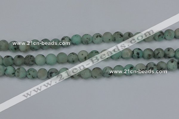 CLJ413 15.5 inches 10mm round matte sesame jasper beads wholesale