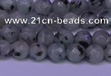 CLJ421 15.5 inches 6mm faceted round sesame jasper beads