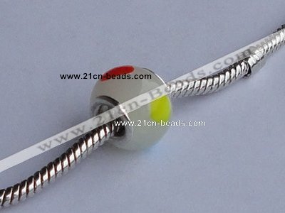 CLP20 30pcs silver plated core 10*13mm roundel lampwork European beads