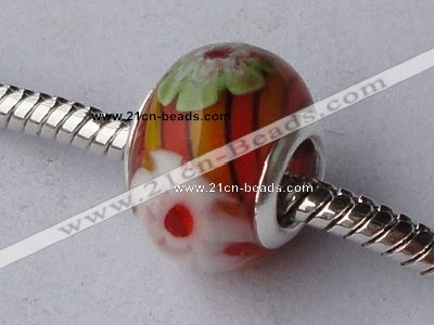 CLP66 20pcs 10*14mm roundel silver plated core lampwork European beads
