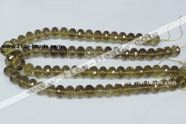 CLQ16 15.5 inches 10*14mm faceted rondelle natural lemon quartz beads