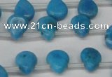 CLR448 Top drilled 8*10mm flat teardrop dyed larimar gemstone beads