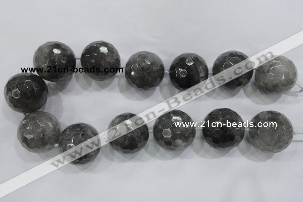 CLS02 15.5 inches 30mm faceted round large cloudy quartz beads
