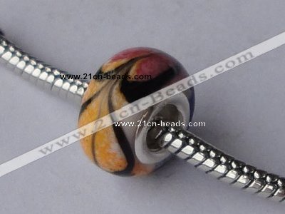 CLSP23 5pcs 8*13.5mm roundel 925 silver core lampwork European beads