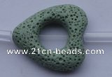 CLV29 15.5 inches 27*29mm heart green natural lava beads wholesale