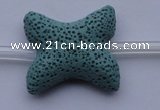 CLV32 16 inches 28*32mm butterfly-shaped blue natural lava beads wholesale