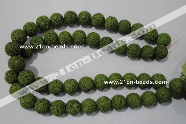 CLV463 15.5 inches 14mm round dyed green lava beads wholesale