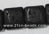 CLV496 15.5 inches 25*25mm square black lava beads wholesale