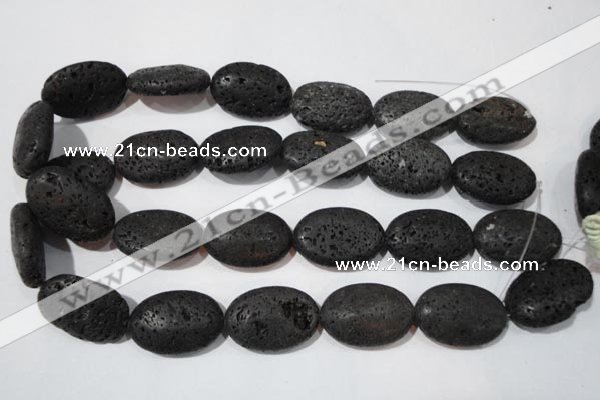 CLV508 15.5 inches 20*30mm oval black lava beads wholesale