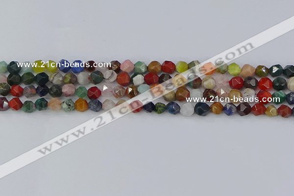 CME106 15.5 inches 6mm faceted nuggets mixed gemstone beads
