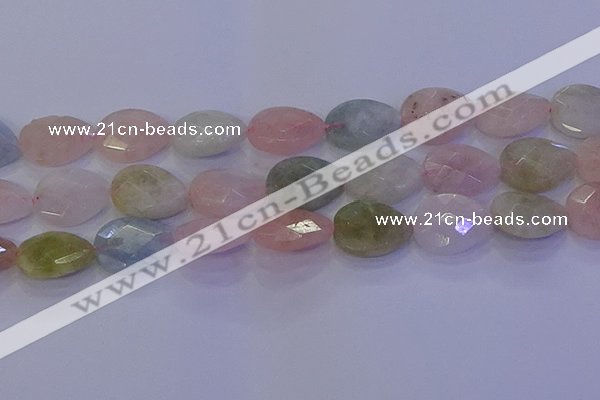 CMG275 15.5 inches 15*20mm faceted flat teardrop morganite beads