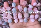 CMG356 Top drilled 10*14mm flat teardrop natural morganite beads