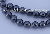 CMH02 16 inches 4mm faceted round magnetic hematite beads
