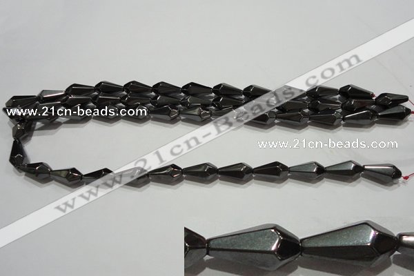 CMH142 15.5 inches 8*16mm faceted teardrop magnetic hematite beads
