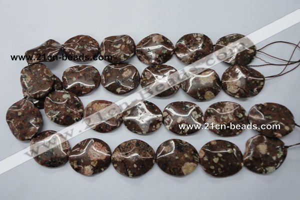 CMI01 15.5 inches 25*30mm wavy oval mica quartz beads wholesale