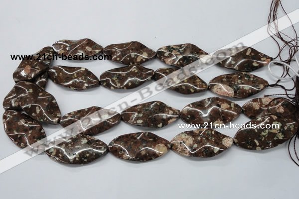 CMI07 15.5 inches 20*40mm wavy marquise mica quartz beads wholesale