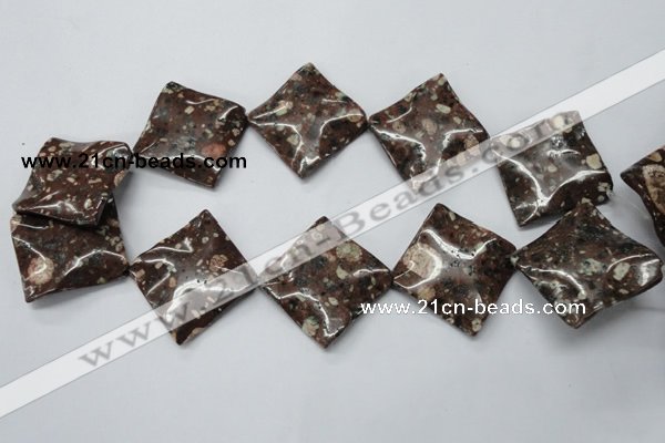 CMI11 15.5 inches 30*30mm wavy diamond mica quartz beads wholesale