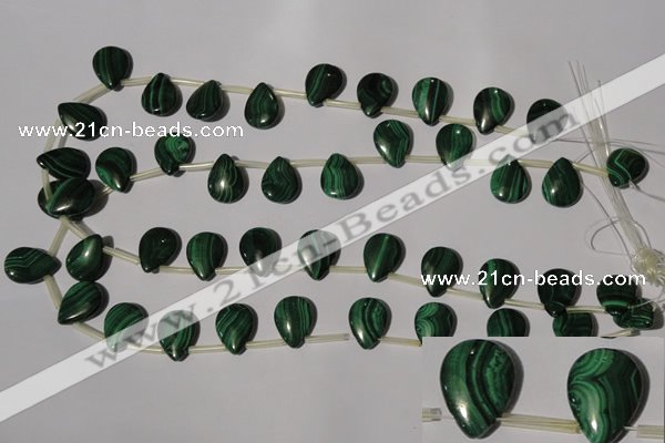 CMN322 Top-drilled 12*16mm flat teardrop natural malachite beads