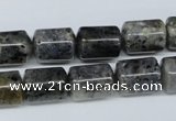 CMO14 15.5 inches 10*14mm column moss quartz beads wholesale