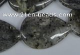 CMO23 15.5 inches 25*35mm flat teardrop moss quartz beads wholesale