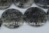 CMO27 15.5 inches 25mm flat round moss quartz beads wholesale