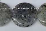 CMO28 15.5 inches 30mm flat round moss quartz beads wholesale