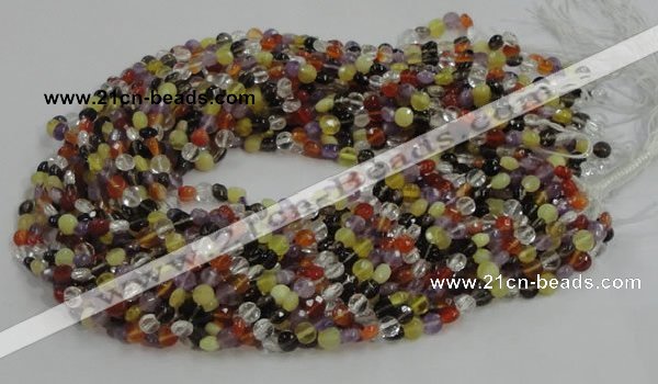 CMQ16 15.5 inches 6mm faceted coin multicolor quartz beads