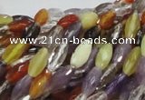 CMQ24 15.5 inches 5*10mm faceted rice multicolor quartz beads