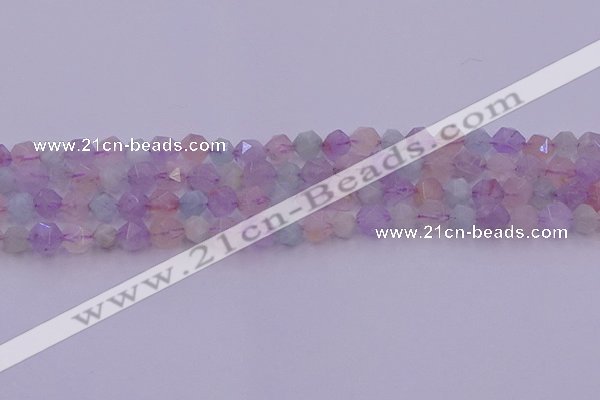 CMQ381 15.5 inches 6mm faceted nuggets mixed quartz beads