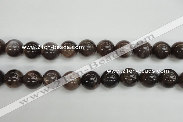 CMS147 15.5 inches 14mm round natural grey moonstone beads