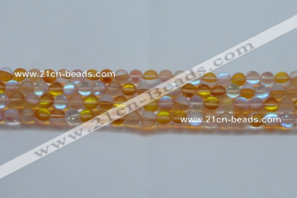 CMS1537 15.5 inches 8mm round matte synthetic moonstone beads