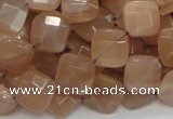 CMS41 15.5 inches 10*10mm faceted diamond moonstone gemstone beads