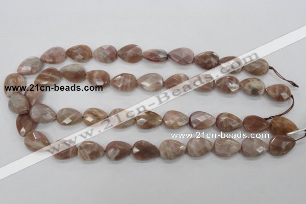 CMS54 15.5 inches 13*18mm faceted flat teardrop moonstone beads