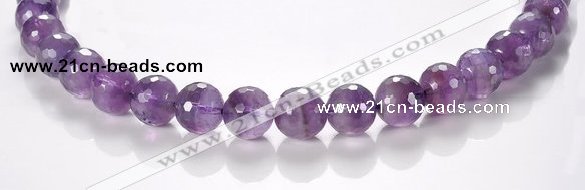 CNA08 12mm faceted round A- grade natural amethyst quartz beads