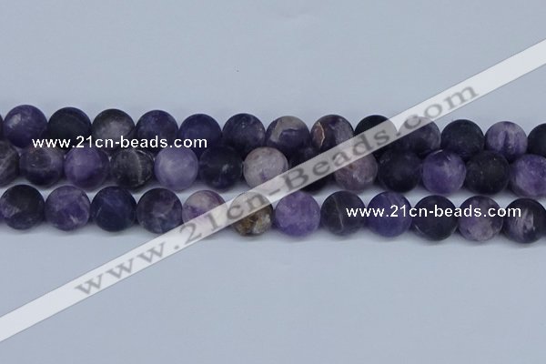 CNA1065 15.5 inches 14mm round matte dogtooth amethyst beads