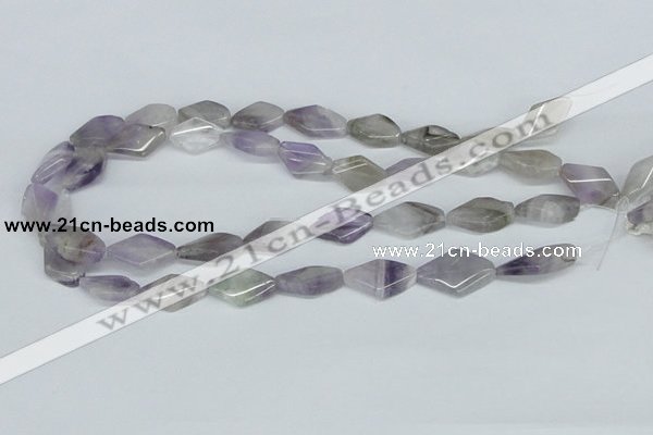 CNA134 15.5 inches 10*20mm twisted hexagon natural amethyst beads