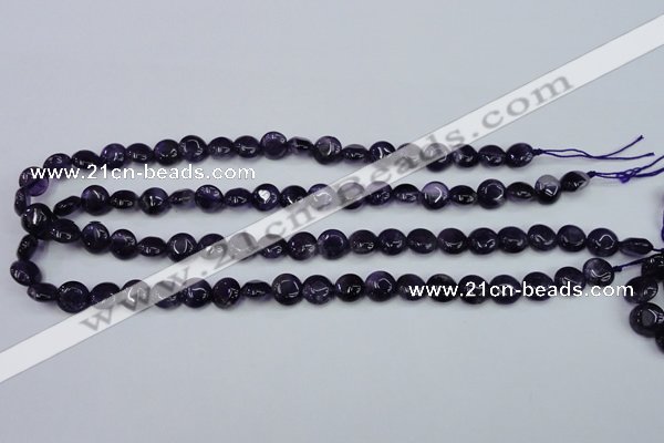 CNA267 15.5 inches 10mm flat round natural amethyst beads wholesale