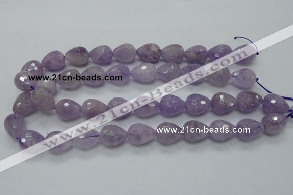 CNA319 15.5 inches 15*20mm faceted teardrop natural lavender amethyst beads