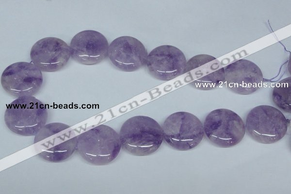 CNA439 15.5 inches 30mm flat round natural lavender amethyst beads