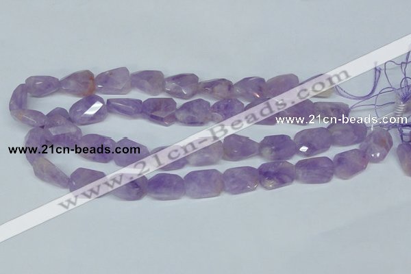 CNA462 15*20mm faceted & twisted rectangle natural lavender amethyst beads