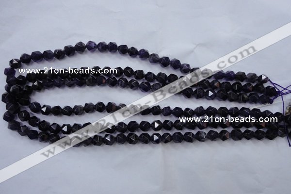 CNA500 15 inches 8mm faceted nuggets amethyst gemstone beads
