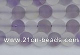 CNA736 15.5 inches 6mm round matte amethyst & white crystal beads