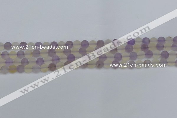CNA741 15.5 inches 6mm round matte amethyst & citrine beads