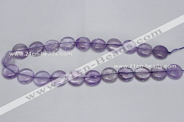 CNA822 15.5 inches 14mm flat round natural light amethyst beads