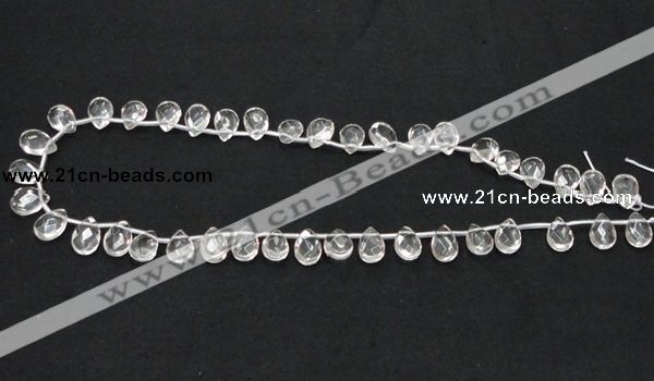 CNC30 8*12mm briolette grade AB natural white crystal beads wholesale