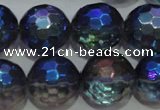 CNC315 15.5 inches 14mm faceted round AB-color white crystal beads