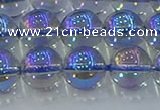 CNC591 15.5 inches 12mm round plated natural white crystal beads